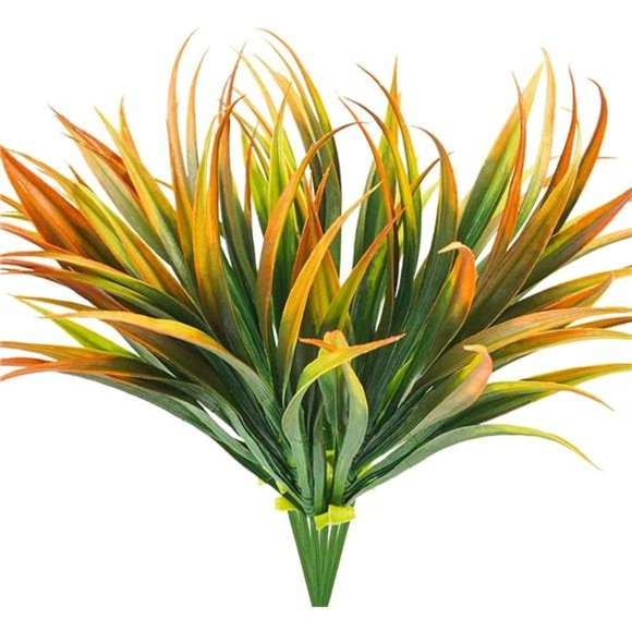 6Pcs Artificial Grass Fake Plants 17.3in Outdoor Plastic Plants UV Resistant - Picture 1 of 6